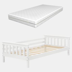 Cama Nuuk para crianças com base de colchão e protecção anti-queda - máx. 70 kg - pinho 80 x 160 cm - Branco en.casa.