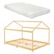 Cama infantil Vindafjord en forma de casa con colchón bambú 205x146 Cama infantil Vindafjord en forma de casa con colchón bambú 205x146 Natural