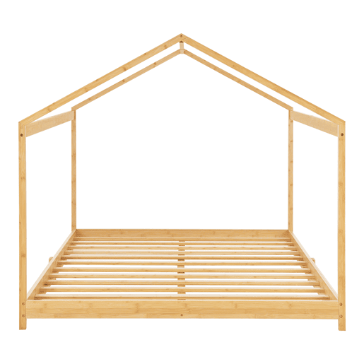 Cama de criança Vindafjord em forma de casa de bambu 140 x 200 cm - Cor natural en.casa.