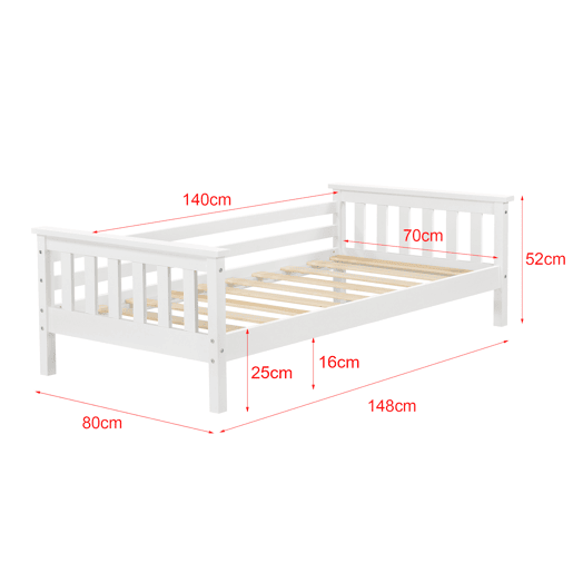 Cama Nuuk para crianças com base de colchão e protecção anti-queda - máx. 50 kg - pinho 70 x 140 cm - Branco em casa em casa. Cama Nuuk para crianças com base de colchão e protecção anti-queda - máx. 50 kg - pinho 70 x 140 cm - Branco em casa em casa.