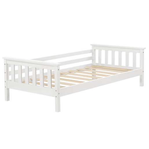 Cama de criança Nuuk com estrado de ripas e protecção anti-queda - pinho 70 x 140 cm - branco mate en.casa. Cama de criança Nuuk com estrado de ripas e protecção anti-queda - pinho 70 x 140 cm - branco mate en.casa.