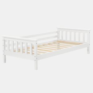 Cama de criança Nuuk com estrado de ripas e protecção anti-queda - pinho 70 x 140 cm - branco mate en.casa.
