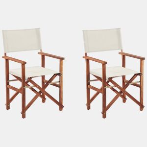 Conjunto de 2 cadeiras de jardim CINE Madeira de acácia Branco creme