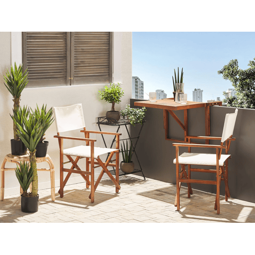 Conjunto de 2 cadeiras de jardim CINE Madeira de acácia Branco creme