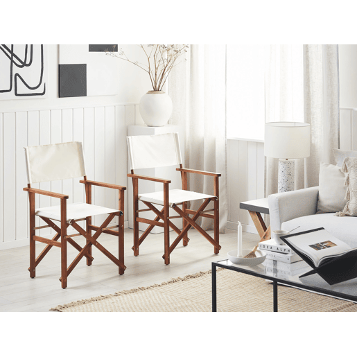 Conjunto de 2 cadeiras de jardim CINE Madeira de acácia Branco creme