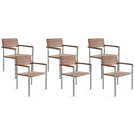 Conjunto de 6 cadeiras de jardim VIAREGGIO Madeira de teca Castanho
