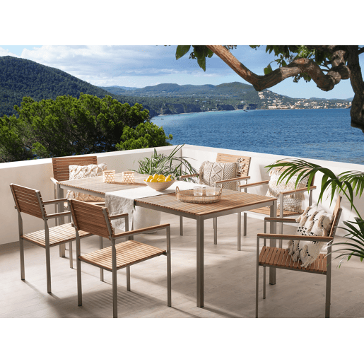 Conjunto de 6 cadeiras de jardim VIAREGGIO Madeira de teca Castanho