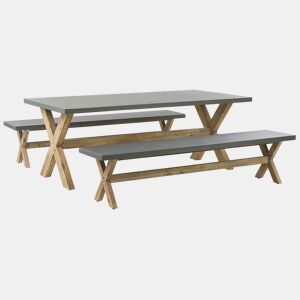 Conjunto de refeições de de jardim com bancos 6 lugares OLBIA Betão Cinzento