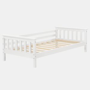 Cama Nuuk para crianças com estrado de ripas e protecção anti-queda - pinho 80 x 160 cm - Branco mate pt.home