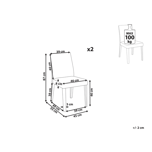 Conjunto de 2 cadeiras de jantar PHOLA Cinzento
