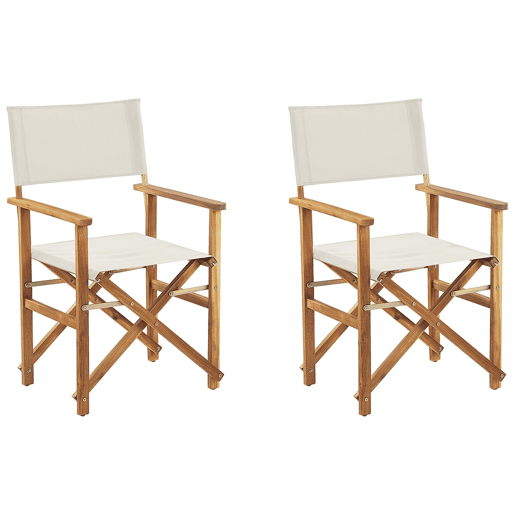 Conjunto de 2 cadeiras de jardim CINE Madeira de acácia Branco creme