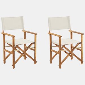 Conjunto de 2 cadeiras de jardim CINE Madeira de acácia Branco creme