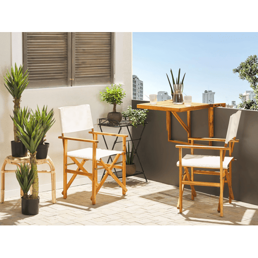 Conjunto de 2 cadeiras de jardim CINE Madeira de acácia Branco creme