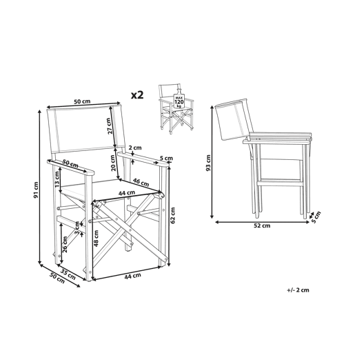 Conjunto de 2 cadeiras de jardim CINE Madeira de acácia Branco creme