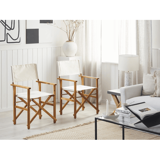 Conjunto de 2 cadeiras de jardim CINE Madeira de acácia Branco creme