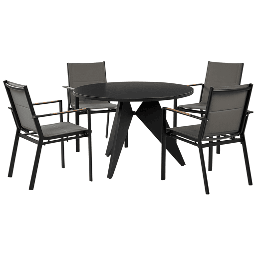 Conjunto de refeições de jardim 4 lugares OLMETTOBUSSETO Metal Preto
