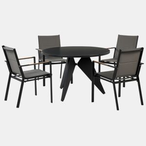 Conjunto de refeições de jardim 4 lugares OLMETTOBUSSETO Metal Preto