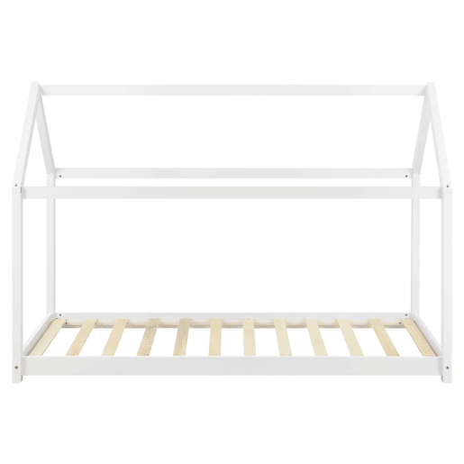 Cama de criança Netstal com colchão ortopédico - Forma de casa - pinho 80 x 160 cm - Branco en.casa.