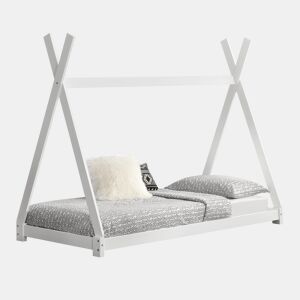 Cama de criança Onejda - Estrutura da tenda em pinho - 200 x 90cm - Branco mate en.casa.