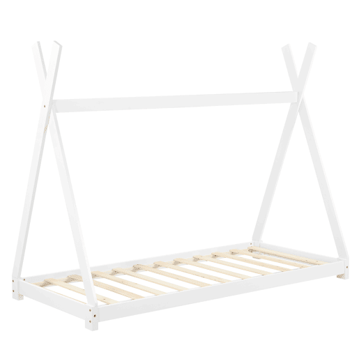 Cama de criança Onejda - Estrutura da tenda em pinho - 200 x 90cm - Branco mate en.casa.