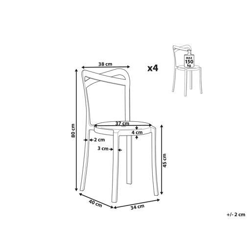Conjunto de 4 cadeiras de jardim CAMOGLI Branco