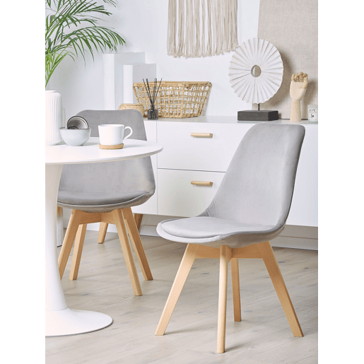 Conjunto de 2 cadeiras de jantar DAKOTA II Veludo Cinzento