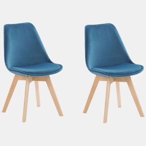 Conjunto de 2 cadeiras de jantar DAKOTA II Veludo Azul