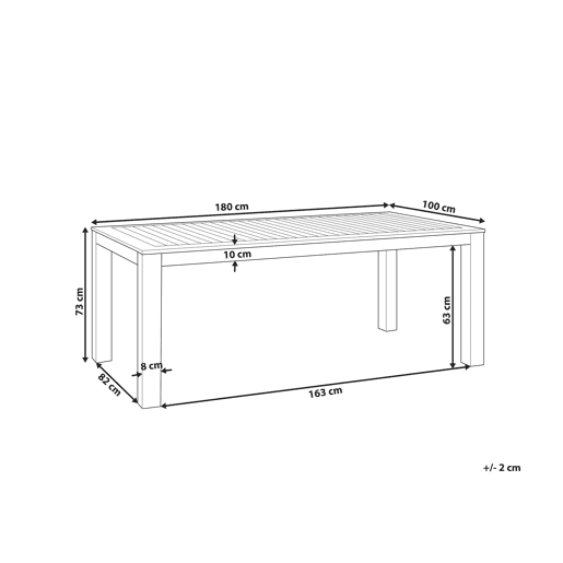 Mesa de refeição de jardim TUSCANIA 180 cm 100 cm Madeira de eucalipto Castanho escuro