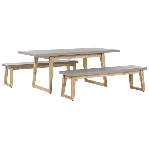 Conjunto de refeições de de jardim com bancos 6 lugares ORIA Betão Cinzento
