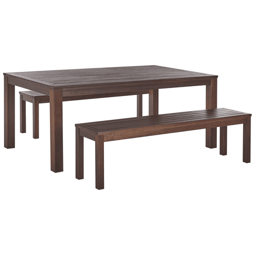 Conjunto de refeições de de jardim com bancos 6 lugares TUSCANIA Madeira de eucalipto Castanho escuro