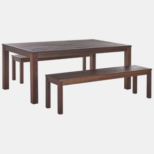 Conjunto de refeições de de jardim com bancos 6 lugares TUSCANIA Madeira de eucalipto Castanho escuro