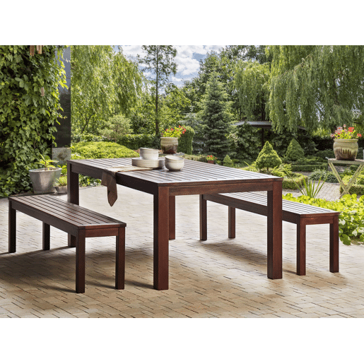 Conjunto de refeições de de jardim com bancos 6 lugares TUSCANIA Madeira de eucalipto Castanho escuro