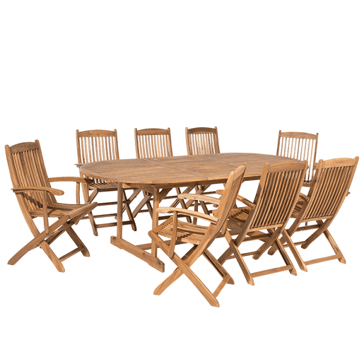 Conjunto de refeições de jardim 8 lugares MAUI Madeira de acácia Castanho claro