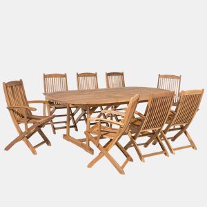 Conjunto de refeições de jardim 8 lugares MAUI Madeira de acácia Castanho claro
