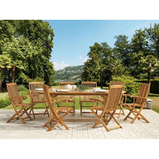 Conjunto de refeições de jardim 8 lugares MAUI Madeira de acácia Castanho claro