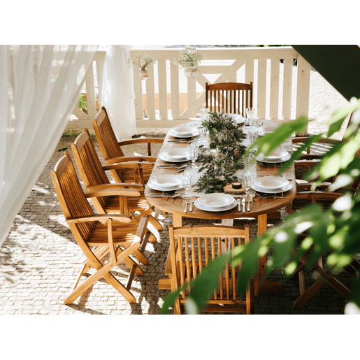 Conjunto de refeições de jardim 8 lugares MAUI Madeira de acácia Castanho claro