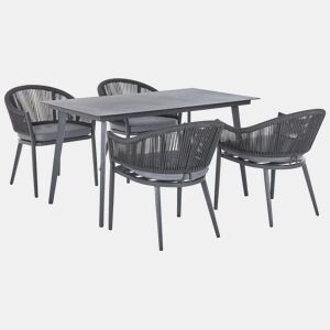 Conjunto de refeições de jardim 4 lugares MILETO com almofadas Metal Cinzento