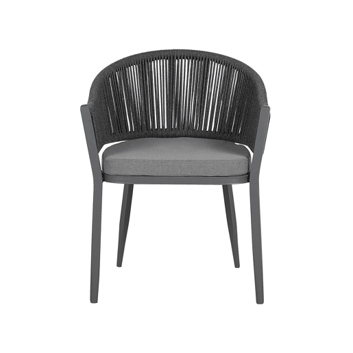 Conjunto de refeições de jardim 4 lugares MILETO com almofadas Metal Cinzento Conjunto de refeições de jardim 4 lugares MILETO com almofadas Metal Cinzento