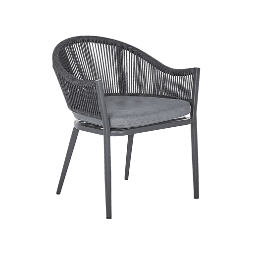 Conjunto de refeições de jardim 4 lugares MILETO com almofadas Metal Cinzento Conjunto de refeições de jardim 4 lugares MILETO com almofadas Metal Cinzento