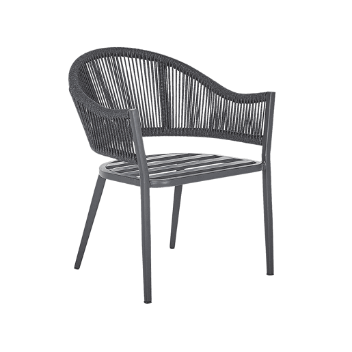 Conjunto de refeições de jardim 4 lugares MILETO com almofadas Metal Cinzento Conjunto de refeições de jardim 4 lugares MILETO com almofadas Metal Cinzento