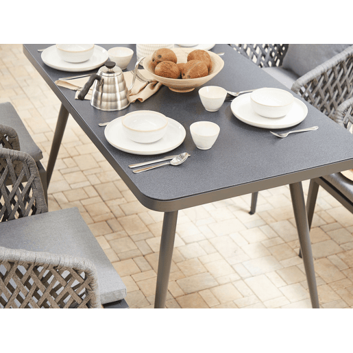 Mesa de refeição de jardim LIPARI 140 cm 80 cm Vidro Cinzento