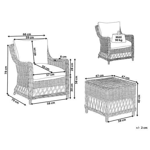 Poltrona de jardim RIBOLLA Rattan Natural Poltrona de jardim RIBOLLA Rattan Natural
