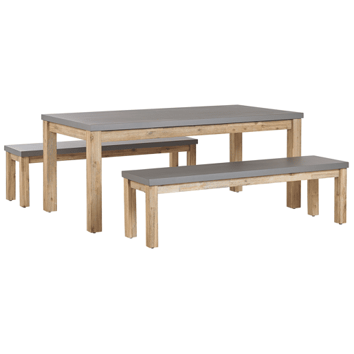 Conjunto de refeições de de jardim com bancos 6 lugares OSTUNI Betão Cinzento