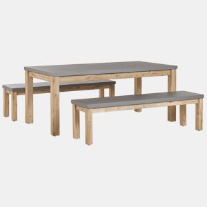 Conjunto de refeições de de jardim com bancos 6 lugares OSTUNI Betão Cinzento