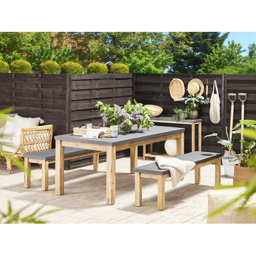 Conjunto de refeições de de jardim com bancos 6 lugares OSTUNI Betão Cinzento
