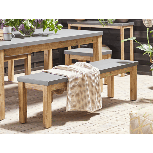 Conjunto de refeições de de jardim com bancos 6 lugares OSTUNI Betão Cinzento