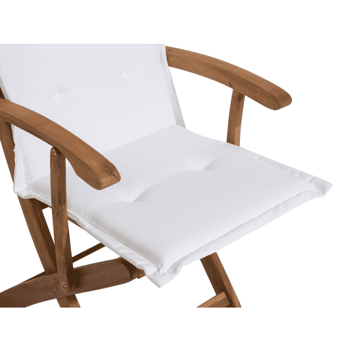 Conjunto de 2 cadeiras de jardim com almofadas MAUI Madeira de acácia Branco creme