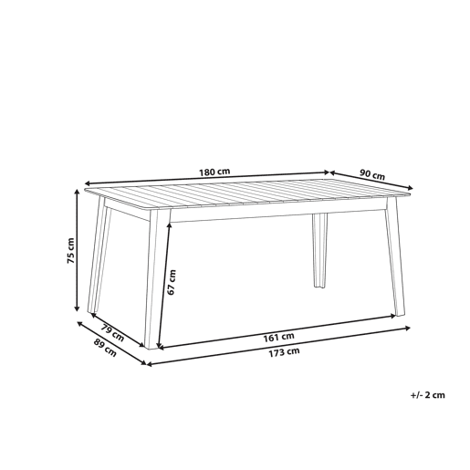 Mesa de refeição de jardim FORNELLI 180 cm 90 cm Madeira de acácia Castanho