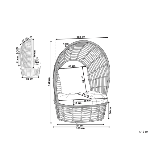 Poltrona de jardim LIDO Rattan Creme