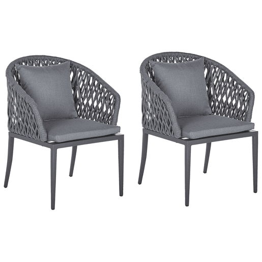Conjunto de 2 cadeiras de jardim com almofadas LIPARI Metal Cinzento